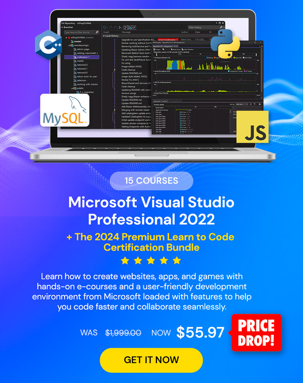 Microsoft Visual Studio Professional 2022 + The 2024 Premium Learn to Code Certification Bundle