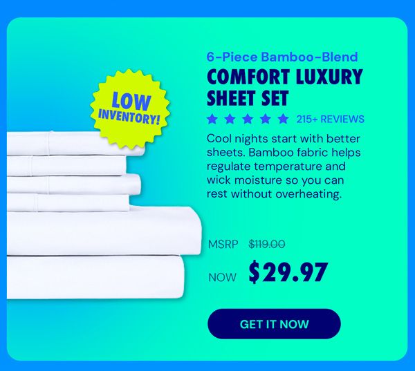 6-Piece Bamboo-Blend Comfort Luxury Sheet Set (White/Queen)