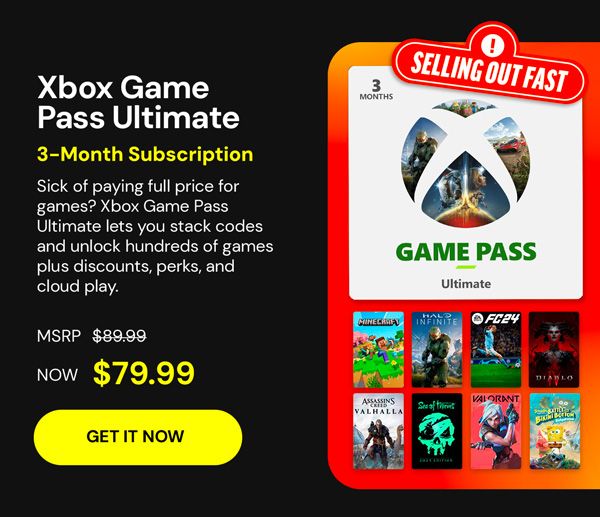 Xbox Game Pass Ultimate: 3-Month Subscription - USA - Digital Code - Stackable - Final Sale