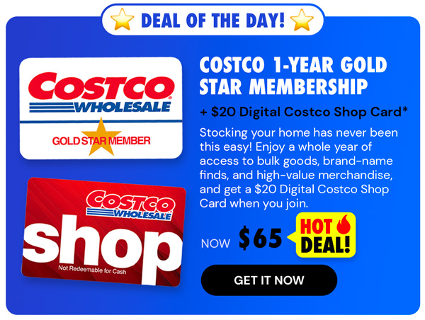 Costco 1-Year Gold Star Membership + $20 Digital Costco Shop Card