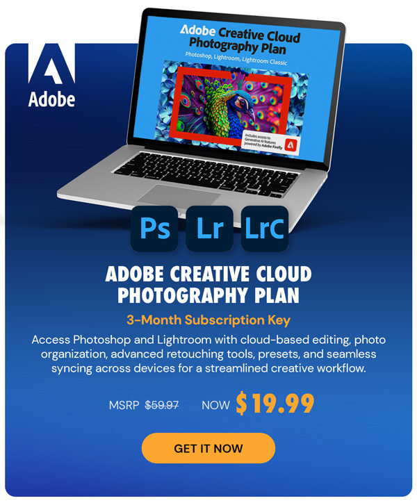 Adobe Creative Cloud Photography Plan (1 PC): 3-Month Subscription Key