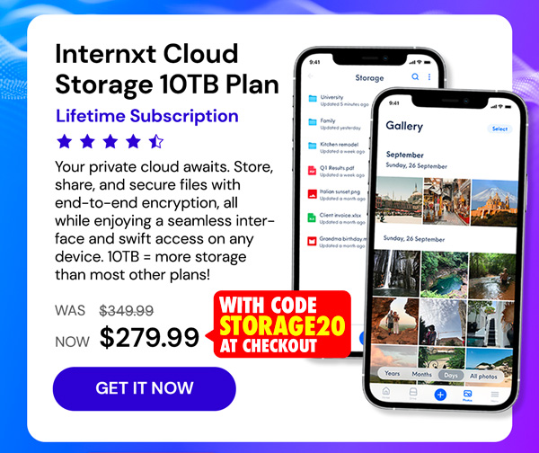 Internxt Cloud Storage Lifetime Subscription: 10TB Plan