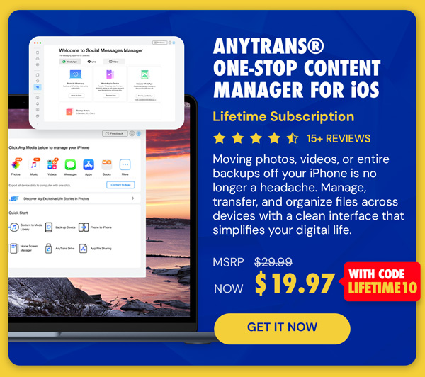 AnyTrans® One-Stop Content Manager for iOS: Lifetime Subscription