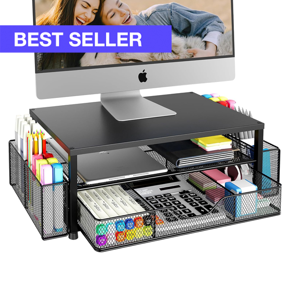 2-Tier Monitor Stand Desk Organizer Set