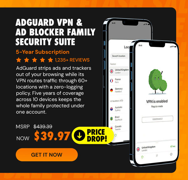 AdGuard VPN + Ad Blocker Family Security Suite
