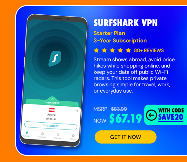 Surfshark VPN Starter Plan: 3-Yr Subscription