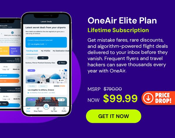 OneAir Elite Plan: Lifetime Subscription (Save Big on Flights, Hotels & More)