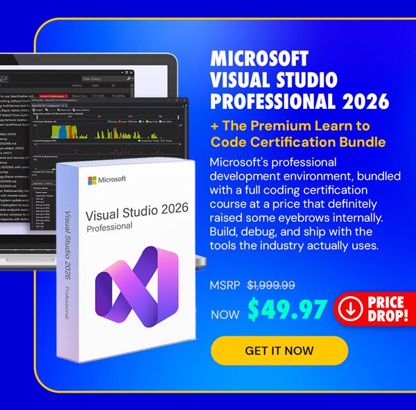 Microsoft Visual Studio Professional 2026 + The Premium Learn to Code Certification Bundle