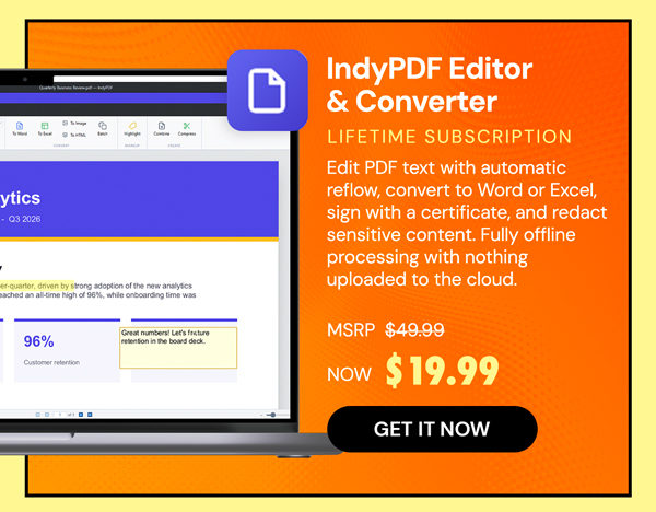 IndyPDF Editor & Converter: Lifetime Subscription