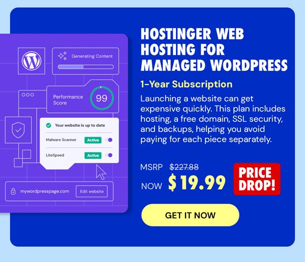Hostinger Web Hosting for Managed WordPress: (Business/ 1 Year Subscription)