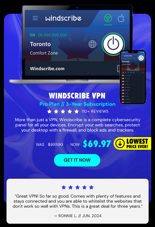 Windscribe VPN Pro Plan: 3-Yr Subscription