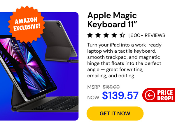 Apple Magic Keyboard: iPad Keyboard case for iPad Pro 11-inch (1st, 2nd, 3rd, 4th gen) and iPad Air (4th, 5th gen, and M2), Great Typing Experience, Built-in trackpad, US English - Black (Renewed)