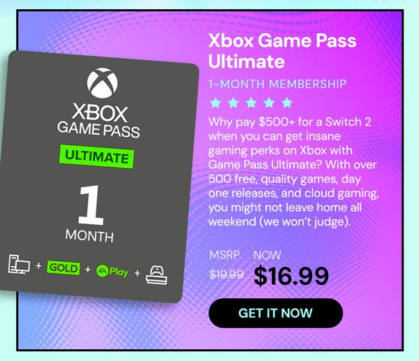 Xbox Game Pass Ultimate: 1-Month Membership - Stackable & North America (US/Canada) - (Xbox Series X/S, Xbox One, Windows - Digital Code) - Final Sale
