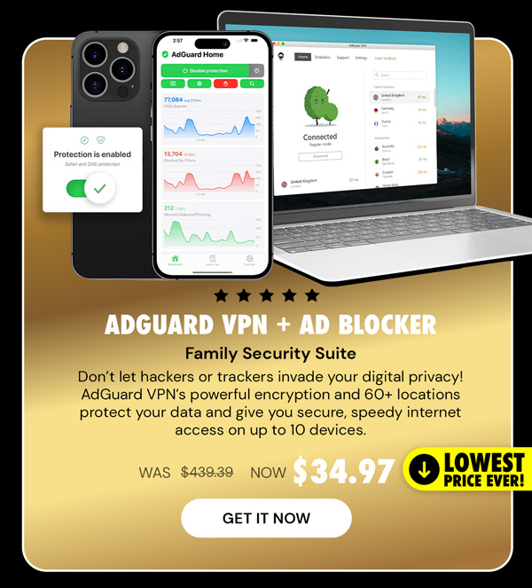 AdGuard VPN + Ad Blocker Family Security Suite
