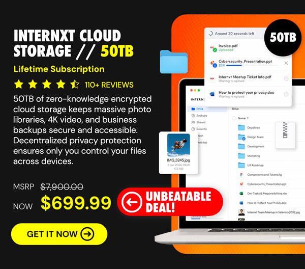 Internxt Cloud Storage Lifetime Subscription: 50TB