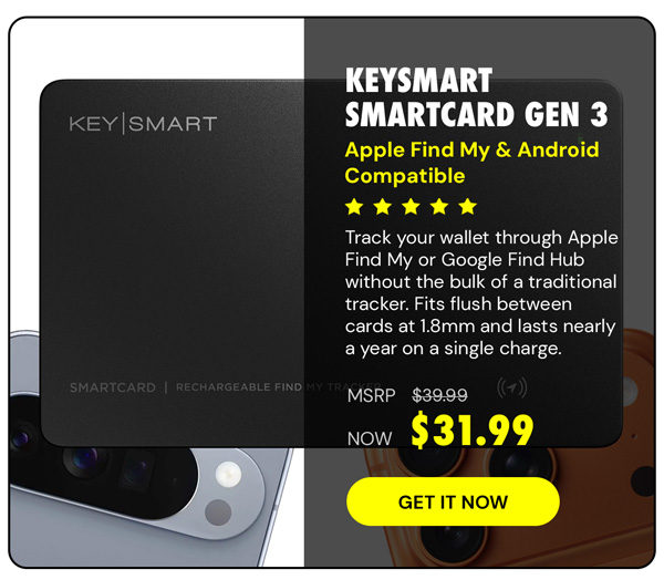 KeySmart SmartCard Gen 3 - Apple Find My and Android | Wireless Charging