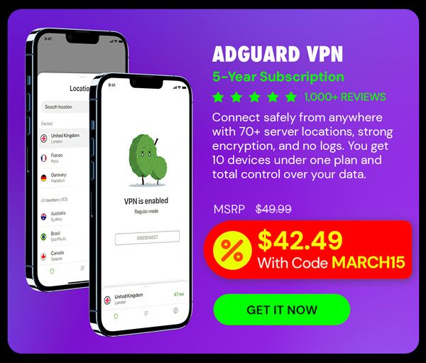 AdGuard VPN: 5-Yr Subscription