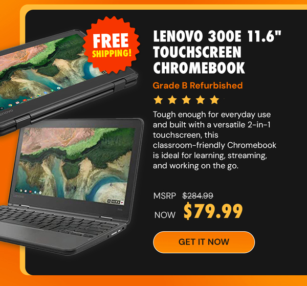 Lenovo 300E 11.6" Touchscreen Chromebook (2018) 4GB RAM 32GB Storage (Refurbished)