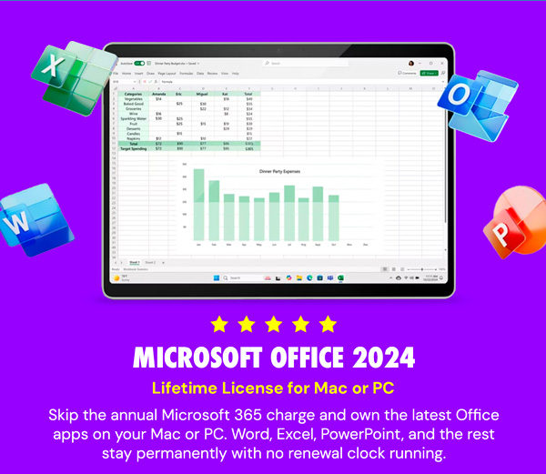 Microsoft Office 2024 Home or Home & Business for Mac or PC: One-Time Purchase