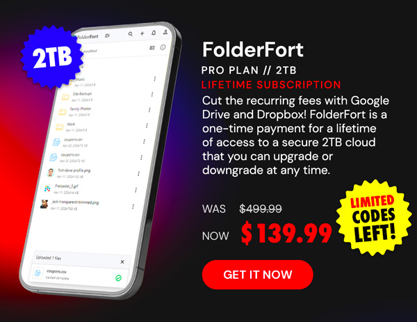 FolderFort 2TB Storage Pro Plan: Lifetime Subscription