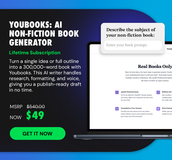 Youbooks - AI Non-Fiction Book Generator: Lifetime Subscription