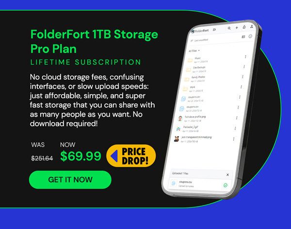 FolderFort 1TB Storage Pro Plan: Lifetime Subscription