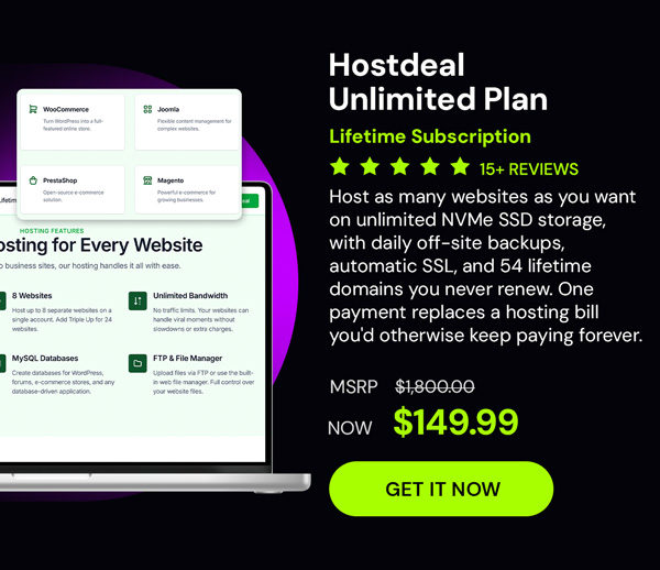 Hostdeal Unlimited Plan: Lifetime Subscription