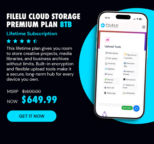 FileLu Cloud Storage Premium Plan: Lifetime Subscription (8TB)