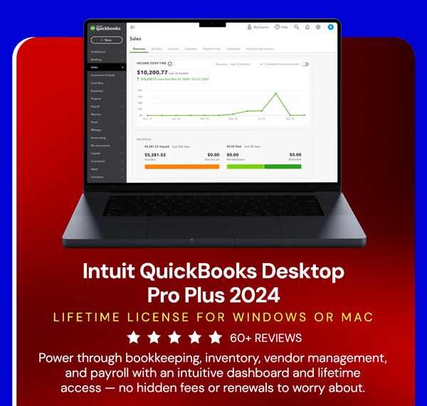 Intuit QuickBooks Desktop Pro Plus 2024 (1 User): Lifetime License