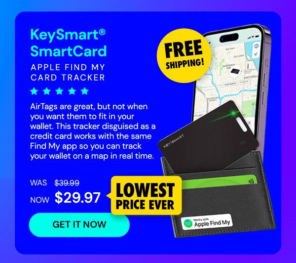 KeySmart® SmartCard - Thinnest Card Tracker & Works with Apple Find My