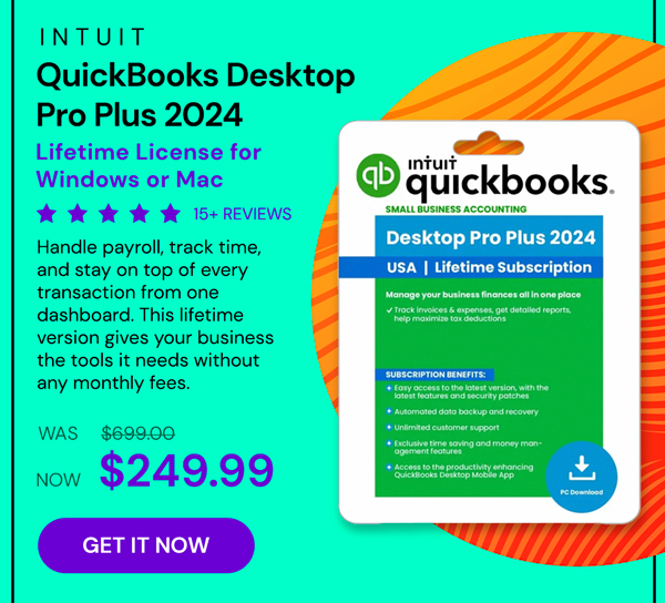 Intuit QuickBooks Desktop Pro Plus 2024 (1 User): Lifetime Licenses