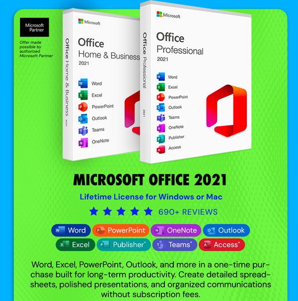 Microsoft Office 2021 for Windows or Mac: Lifetime License