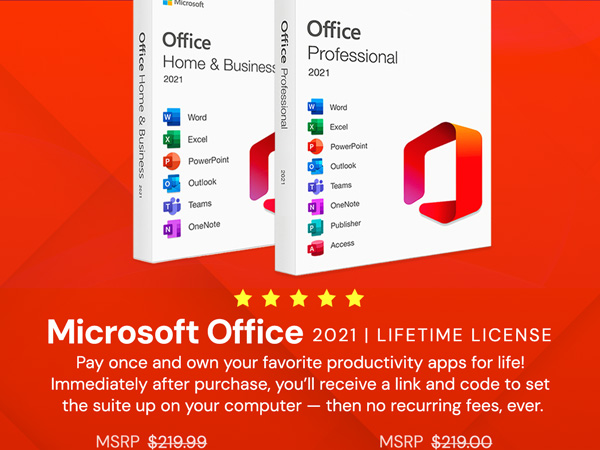 Microsoft Office 2021 for Windows or Mac: Lifetime License