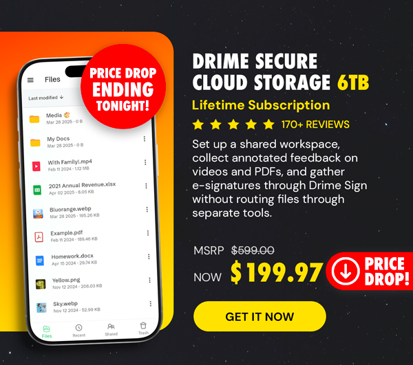 Drime Secure Cloud Storage: Lifetime Subscription (Advanced Plan/6TB)