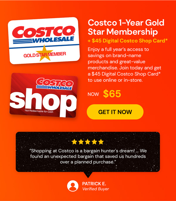 Costco 1-Year Gold Star Membership + $45 Digital Costco Shop Card