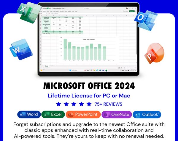 Microsoft Office 2024 Home or Home & Business for Mac or PC Lifetime License