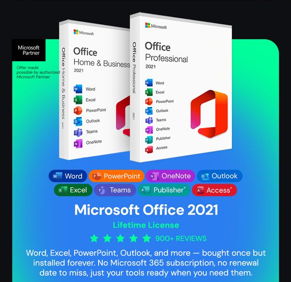 Microsoft Office 2021 for Windows or Mac: Lifetime License