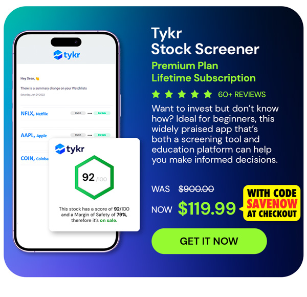 Tykr Stock Screener: Premium Plan Lifetime Subscription