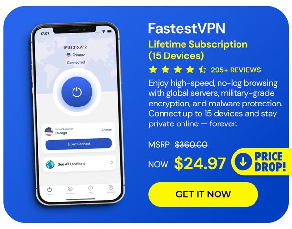 FastestVPN: Lifetime Subscription (15 Devices)