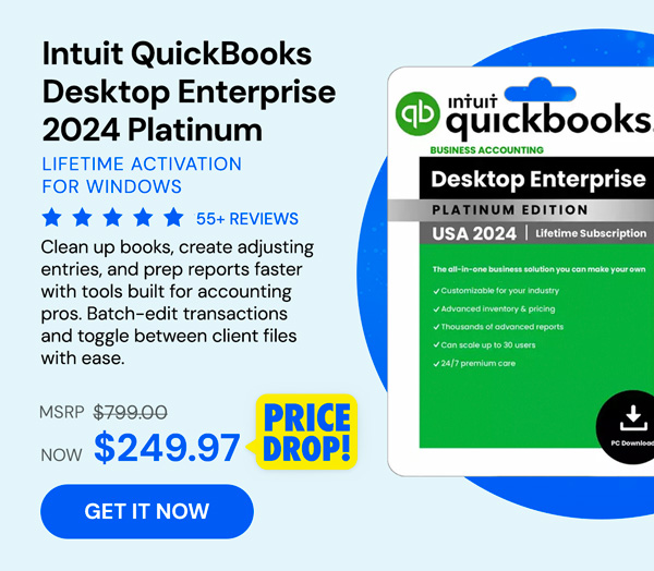 Intuit QuickBooks Desktop Enterprise 2024 Platinum (1 User) for Windows: Lifetime Activation