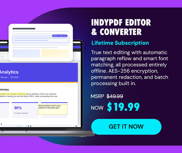 IndyPDF Editor & Converter: Lifetime Subscription