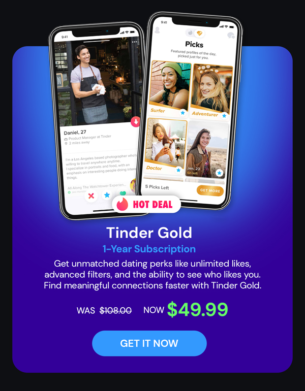 Tinder Gold: 1-Year Subscription