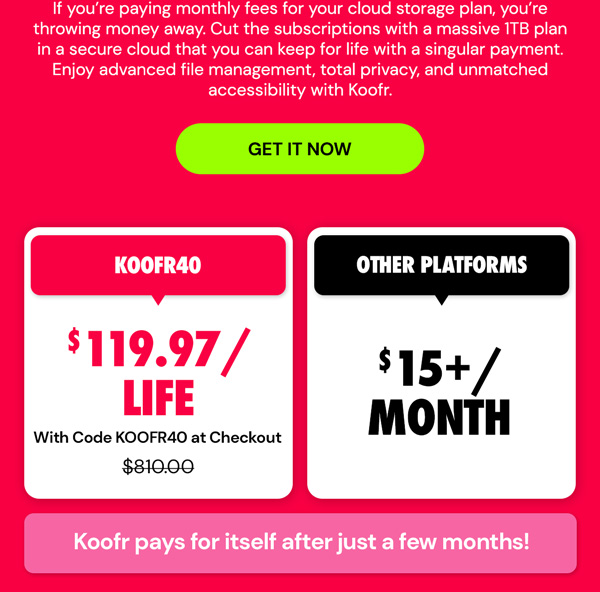 Koofr Cloud Storage: Lifetime Subscription (1TB)