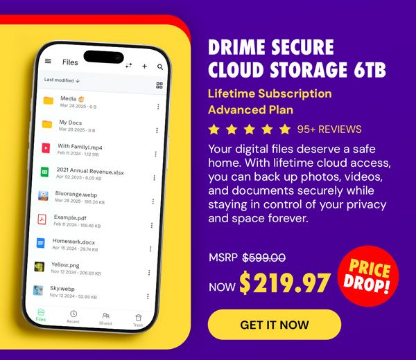 Drime Secure Cloud Storage: Lifetime Subscription (Advanced Plan/6TB)