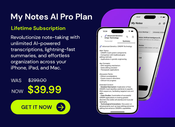 My Notes AI Pro Plan: Lifetime Subscription