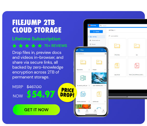 FileJump 2TB Cloud Storage: Lifetime Subscription
