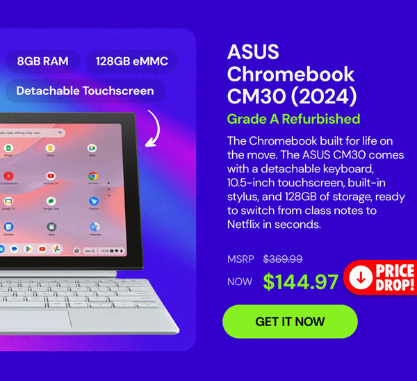 ASUS Chromebook CM30 (2024) Detachable Touchscreen 8GB RAM 128GB eMMC (Refurbished)