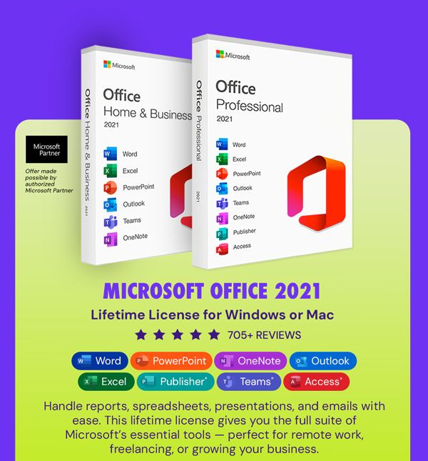 Microsoft Office 2021 for Windows or Mac: Lifetime License
