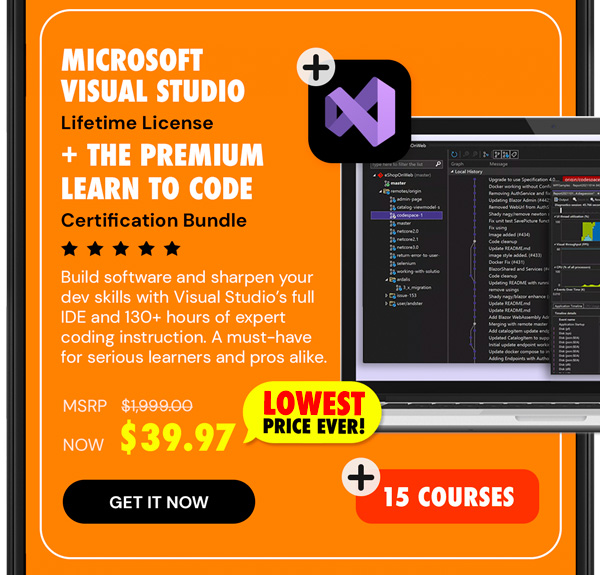 Microsoft Visual Studio Professional 2022 + The Premium Learn to Code Certification Bundle