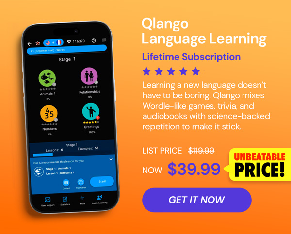 Qlango Language Learning: Lifetime Subscription (All Languages)